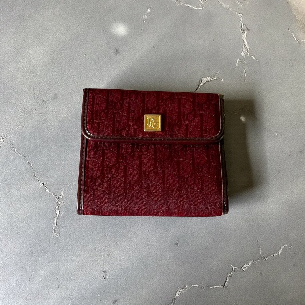 Vintage Christian Dior Trotter Wallet | Burgundy Canvas